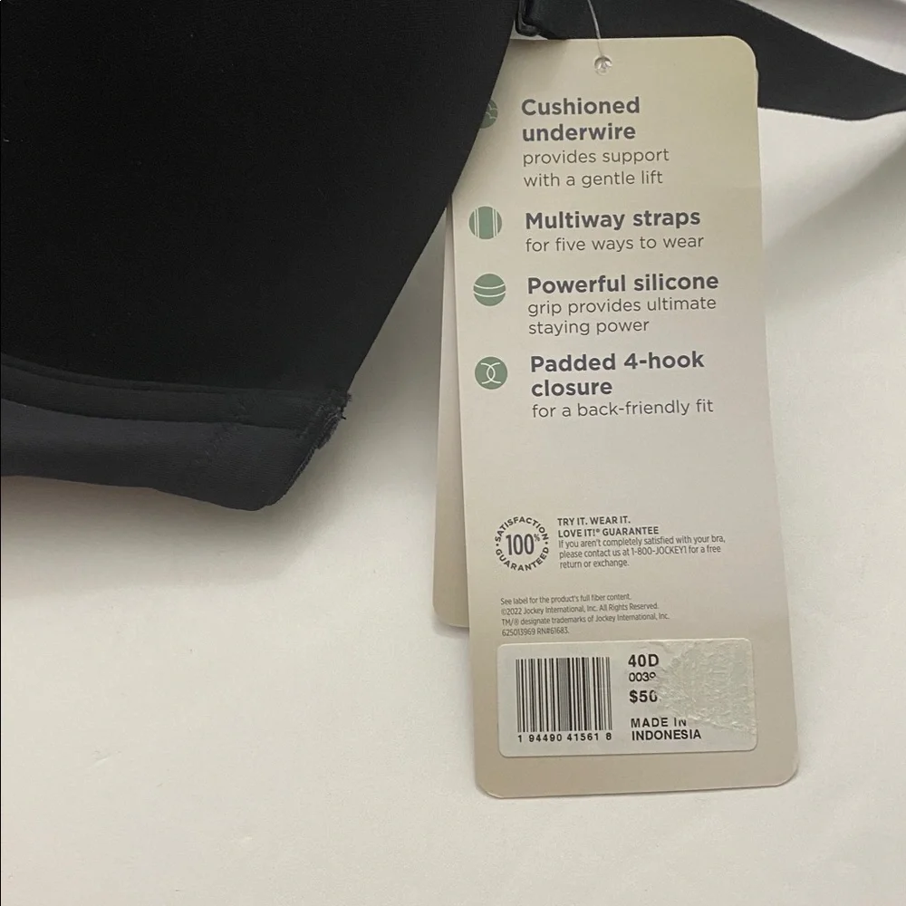 Jockey 40D Black Strapless Covertible Bra $50